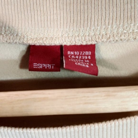 Esprit Long Sleeve Crew Neck Top Beige L - Picture 5 of 7
